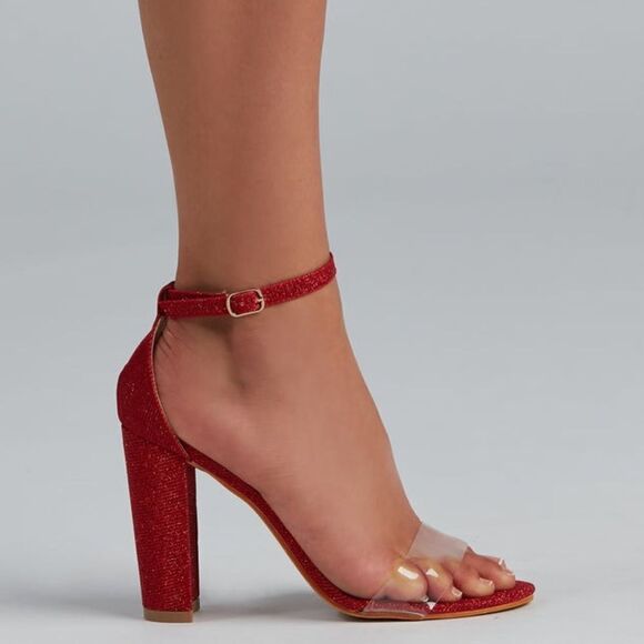 RED GLITTER Strides Of Shine Glitter Block Heels SZ 10 - Picture 2 of 10